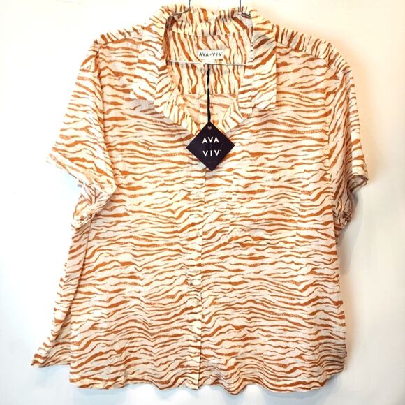 New Ava & Viv Lightweight Animal Print Zebra Top Cool Size 1X - Picture 2 of 8